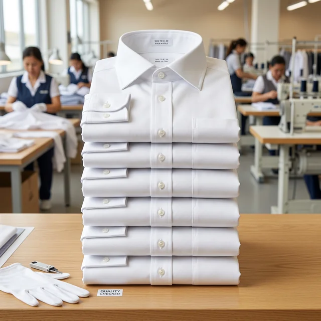 Thành phẩm áo sơ mi đóng khuy mắt phượng xuất khẩu cao cấp